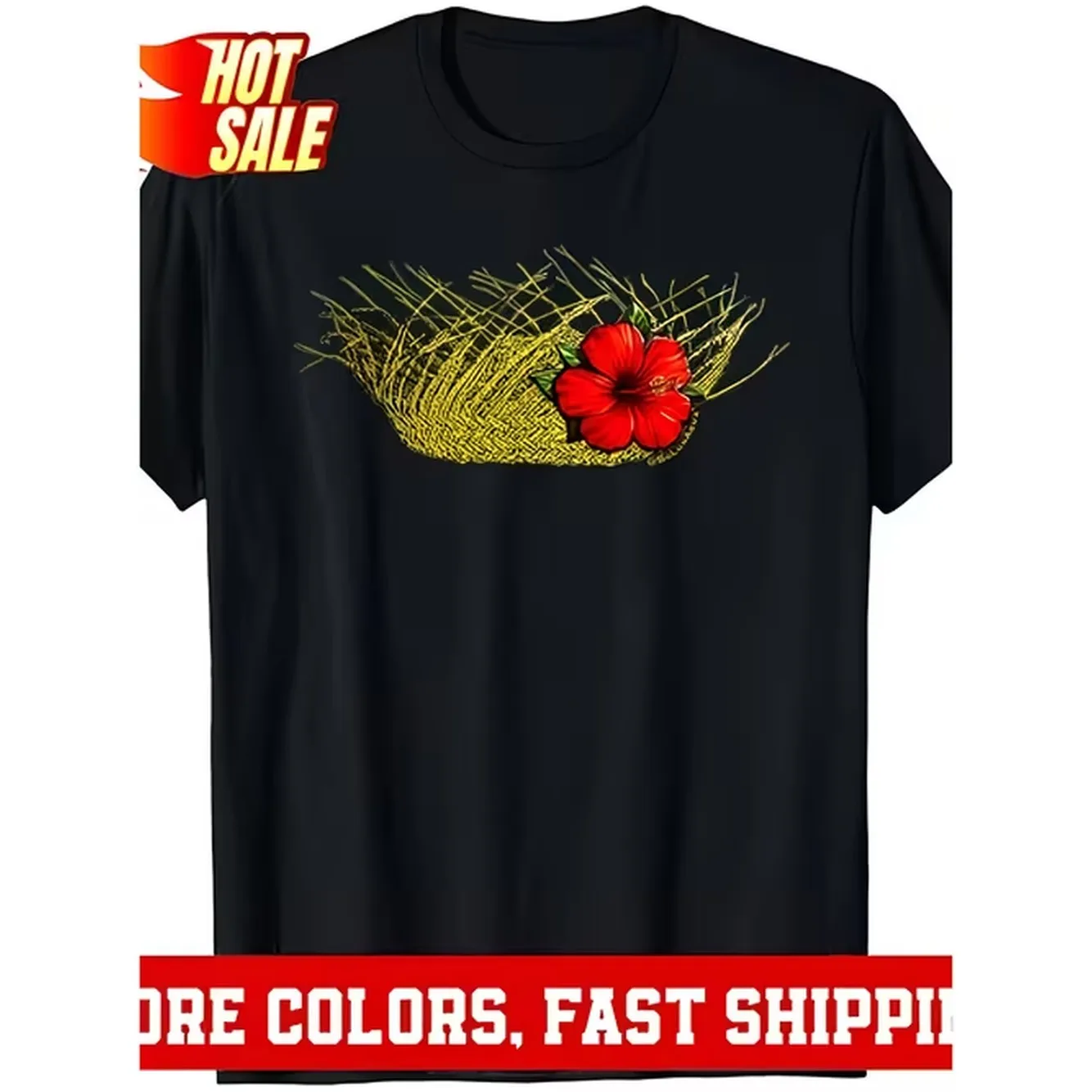 2025 Summer Solid Color Short Sleeved Printed T Shirt Featuring Puerto Gibro Hat Design With Colorful Maga Flowers Suitable For Men And Women