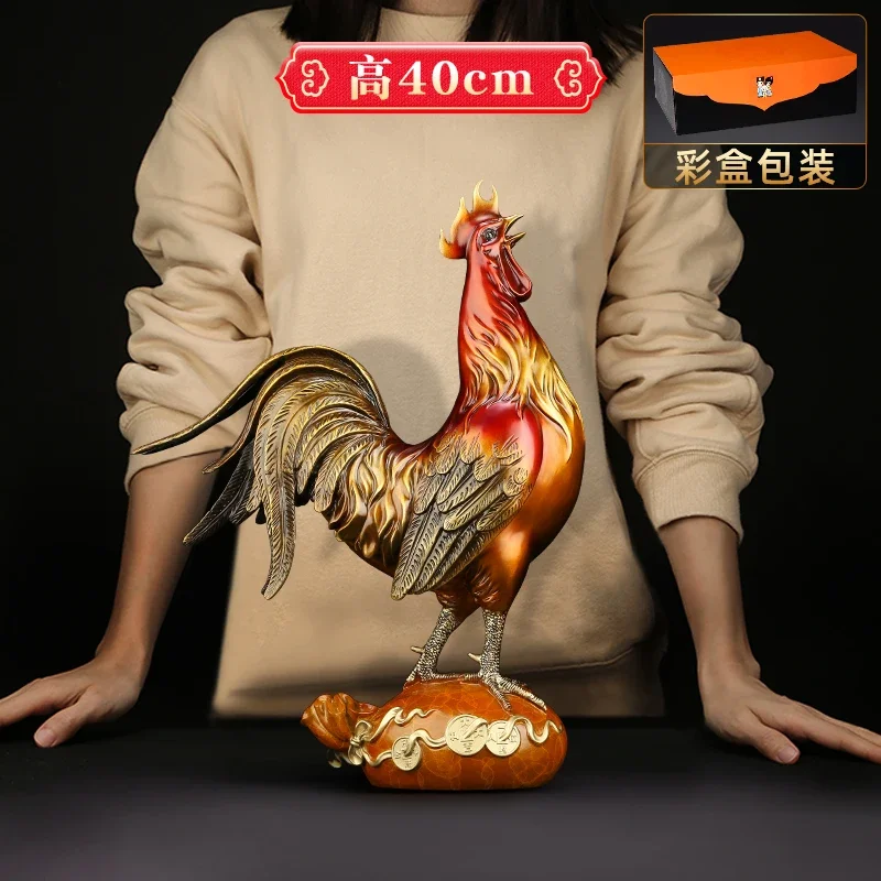 2023  high grade Auspicious Wealth Good luck Cock HOME SHOP OFFICE BAR CLUB decoration bring wealth money bronze Sculpture