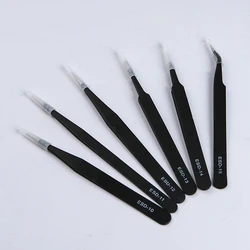 Precision ESD anti-static tweezers set -6-pc stainless steel tool for electronic repair and process modeling, bending 2025
