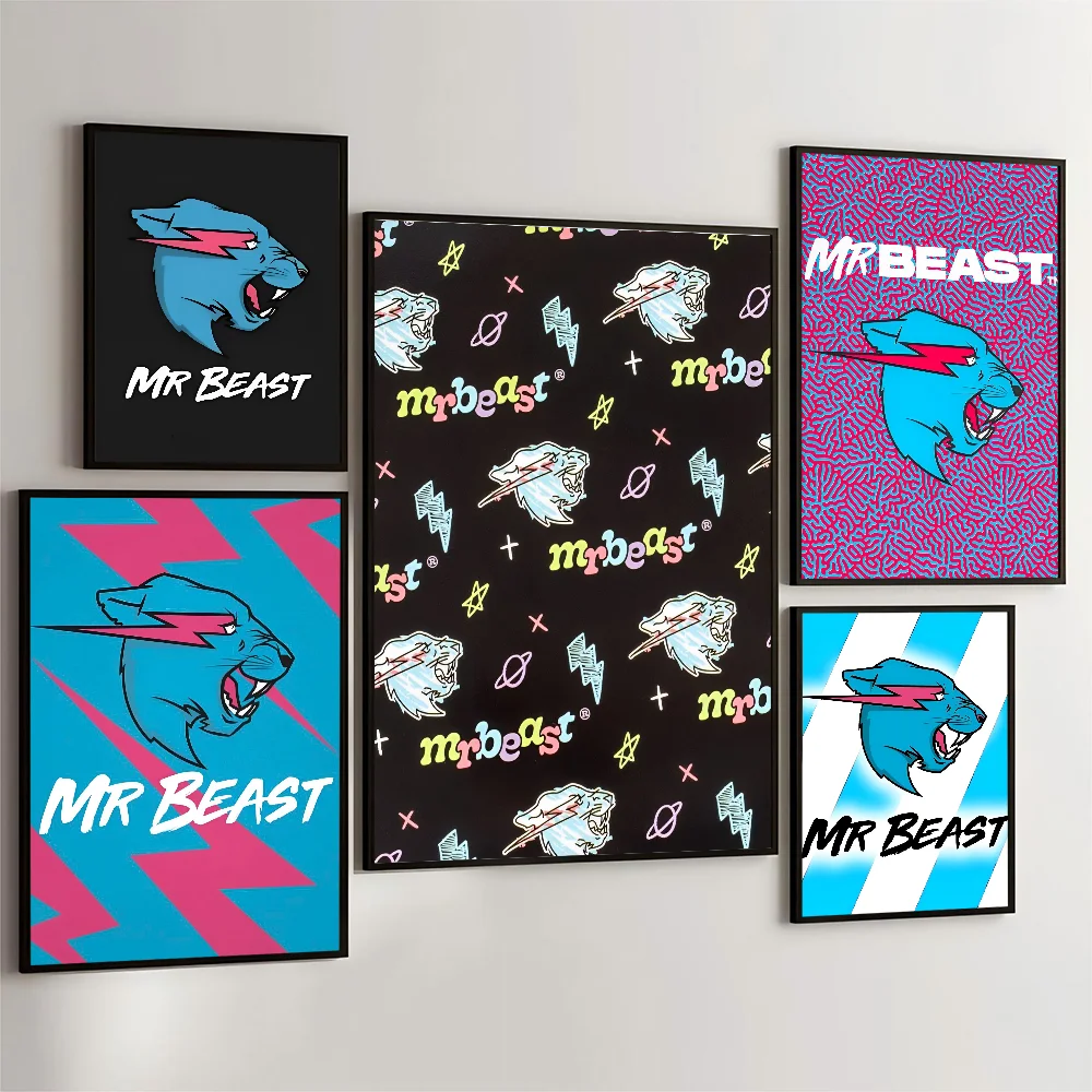 1PC Game Blogger M-Mr-BeastS Poster Movie Sticky Posters Retro Kraft Paper Sticker DIY Room Bar Cafe Aesthetic Art Wall Painting