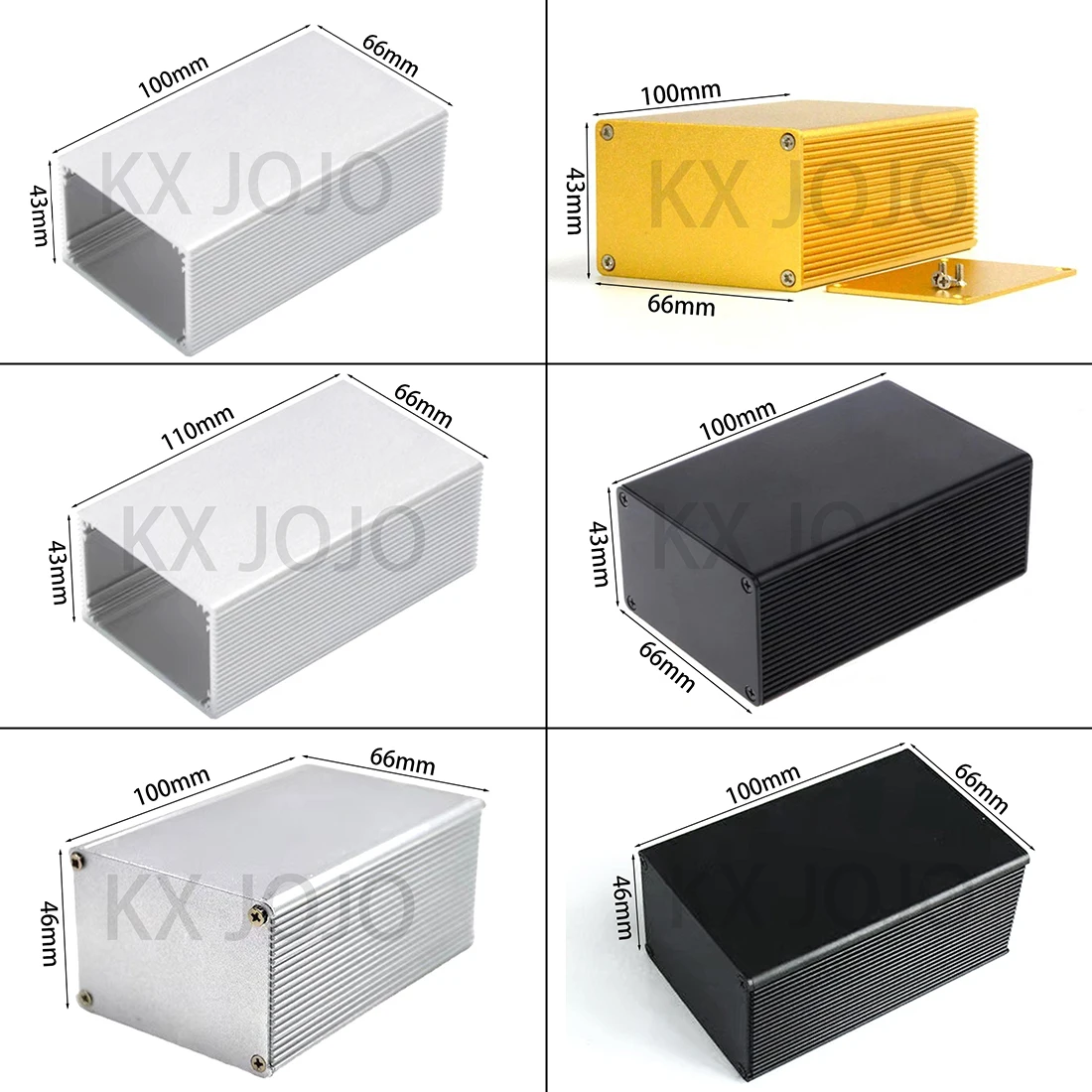 

Aluminum Enclosure 66*43*100/110mm 66*46*100mm Waterproof Case PCB DIY Instrument Electronic Project Protective Box Silver/Black