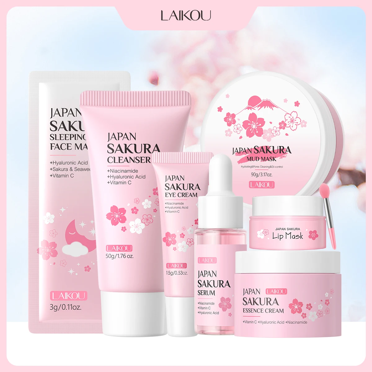 Skincare Glad2Glow - LAIKOU Japan Sakura 7-częściowy zestaw do