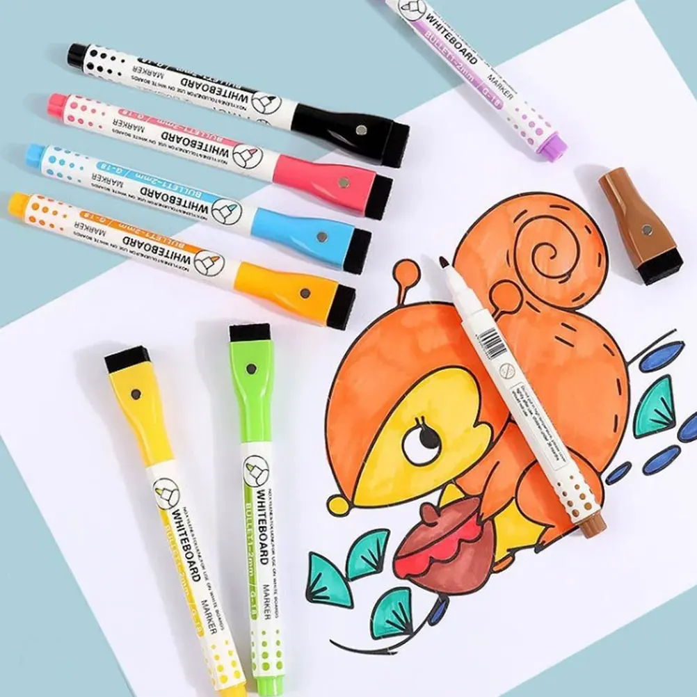 

8 Pcs Whiteboard Pen Magnetic Pens Graffiti Markers with Eraser Dry Classroom