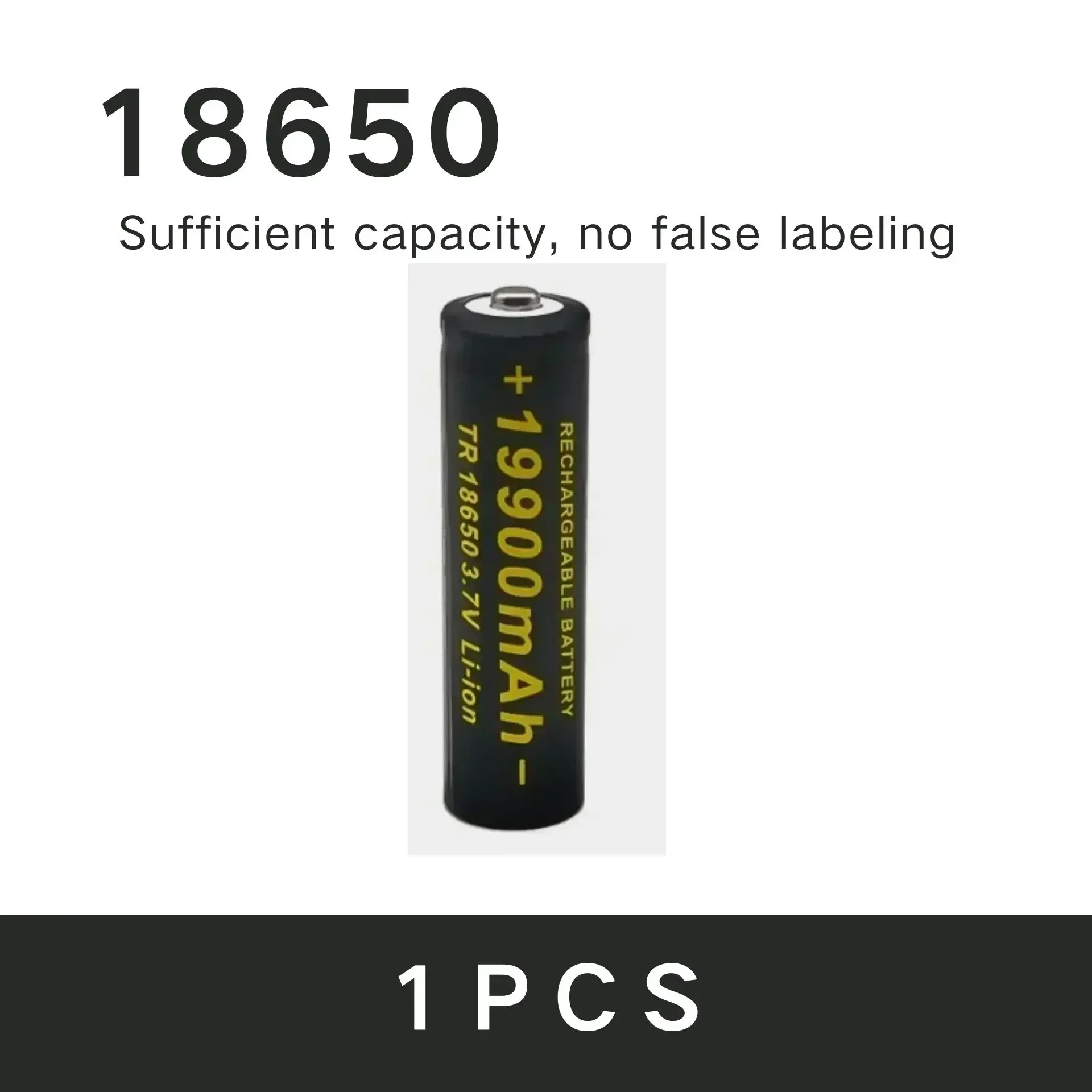 100% New 18650 Rechargeable Battery 3.7V 19900 Mah, Suitable for Flashlights, Etc