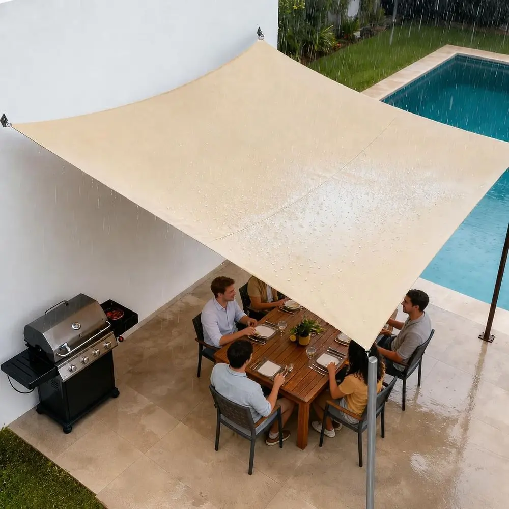 

6' x 20' Beige RecWaterproo Sun Shade Sail Order to Make rsTADS14 Awning, UP50+ 95% UV Blockage Water Resistant, Outdoor Backyar