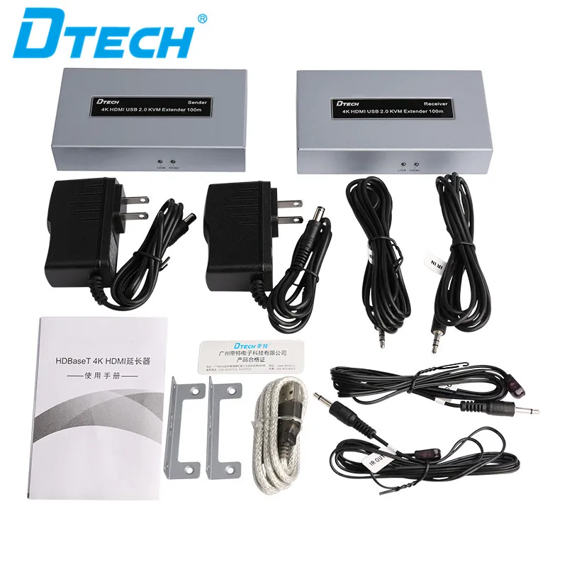DTECH Producent USB2.0 Cat5e 4K hdmi Kvm Extender 100m hdmi Extenderb z wyjściem audio L/R