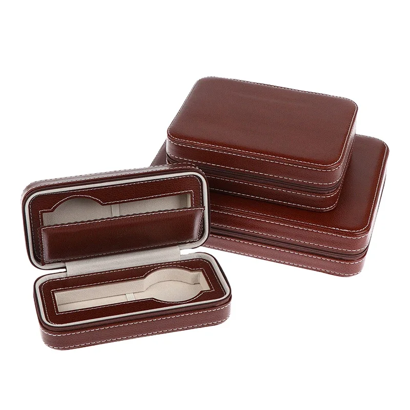 2/4 // 8 فتحات بولي Leather الجلود ساعة حقيبة التخزين خمر بسيط خمر ساعة عرض صندوق الغبار جزءا لا يتجزأ من ساعة المنظم