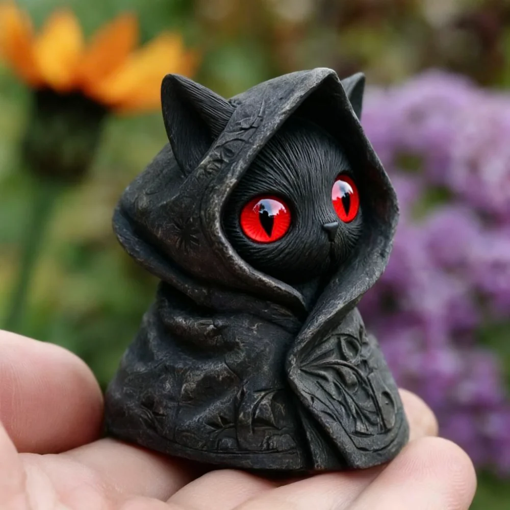 

Cute cat figurine, dark series cape black cat statue, 3D desktop decoration with multiple color options available