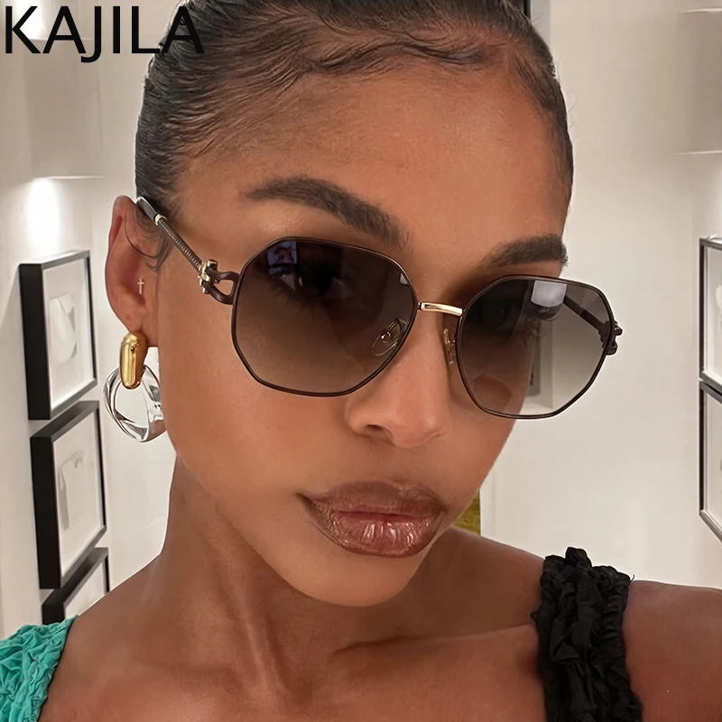 

Женские солнцезащитные очки оверсайз квадратной формы 2026 года, люксовый бренд, в стиле панк, с металлической многоугольной оправой, модные очки для женщин