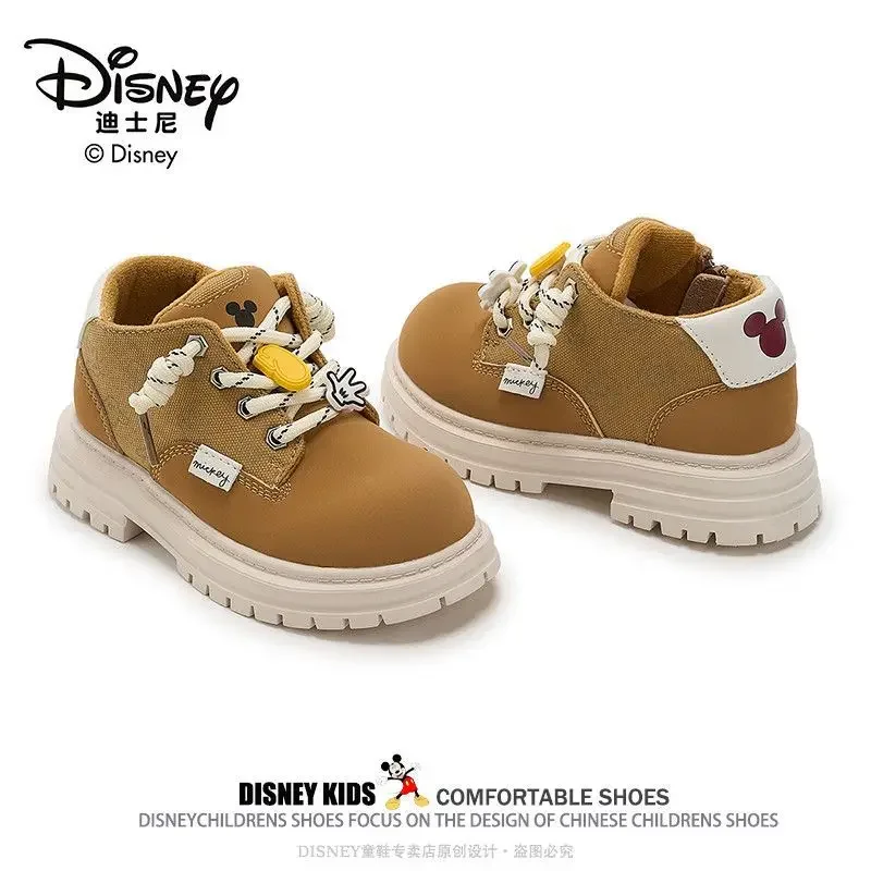 Botas Martin infantis da Disney 2025 primavera/outono – botas amarelas com sola macia antiderrapante para meninos/meninas, versáteis e elegantes