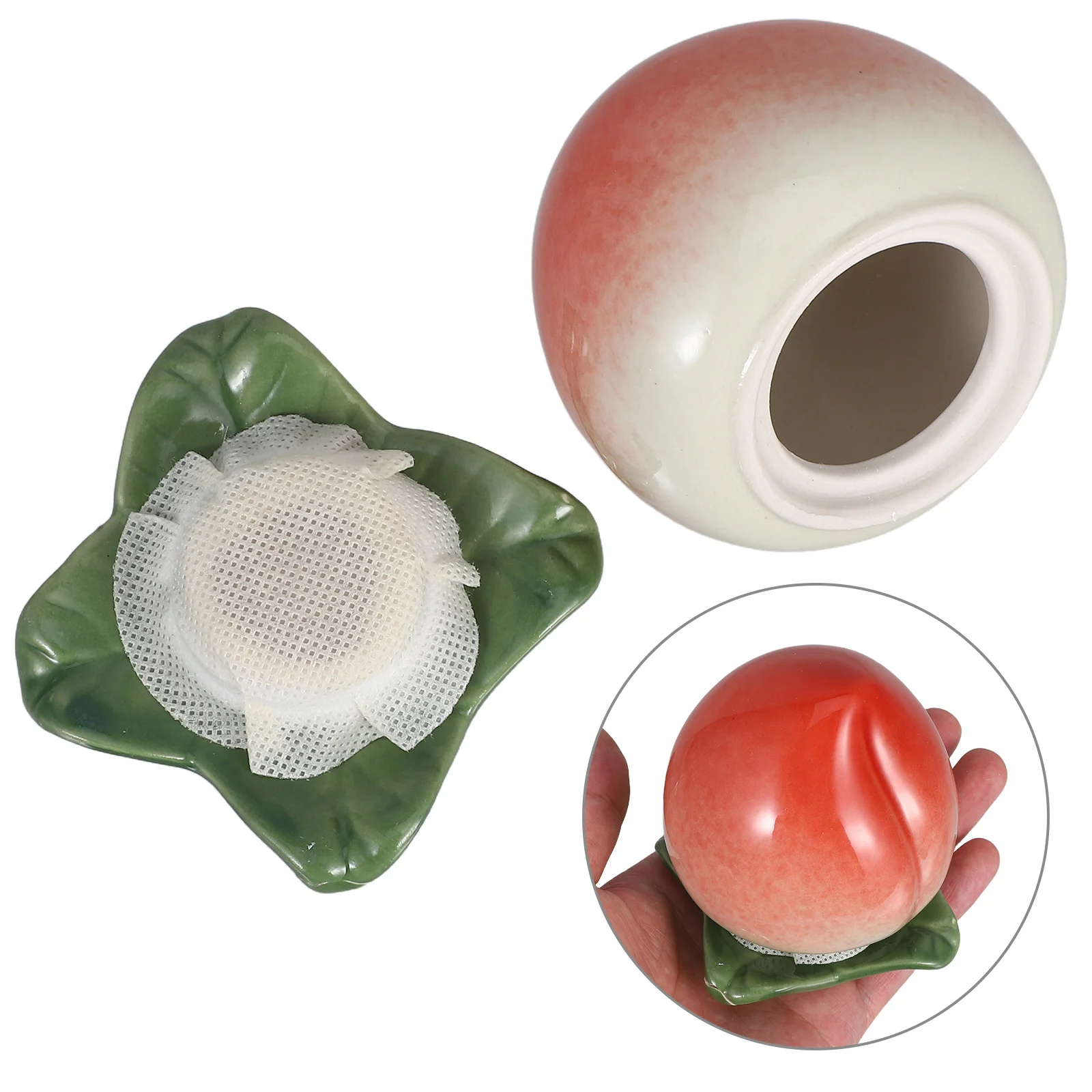 

Ceramic Peach Shaped Tea Canister Premium Storage Container for Loose Tea Coffee Beans Lovely Decorative Jar Ceramic Jar