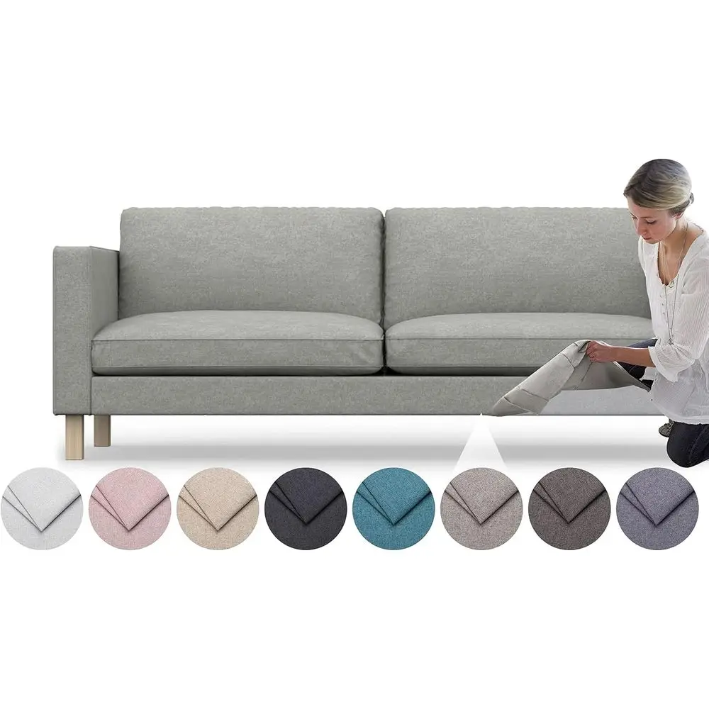 3 Seat Sofa Slipcover, 7-Piece Heavy Duty, Pet and Stain Resistant, Easy Clean Nano-Tech Fabric, Blends - Rabbit