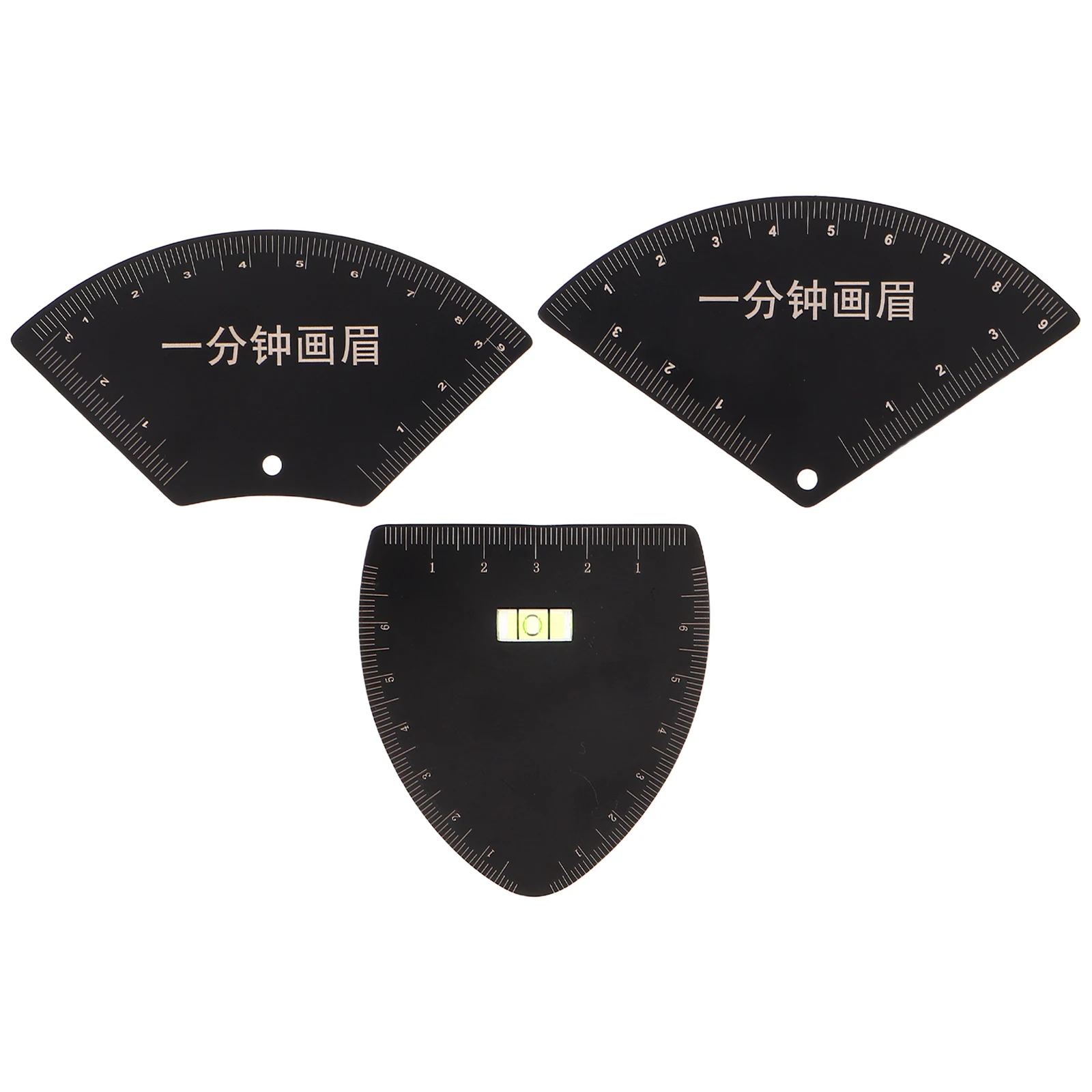 Outils 3 pièces: Kit de pochoirs demi-ventilateur réutilisable en forme de V pour une mise en forme précise des sourcils, outil de règle de mesure Portable