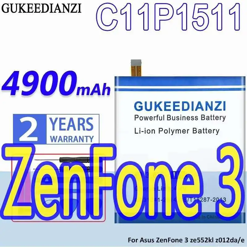 

Надежная мощность для Asus Zenfone 3 5,0 Ze552kl Z012da Z012de 4900 мАч C11P1511, прямой маленький кабель, аккумулятор для мобильного телефона