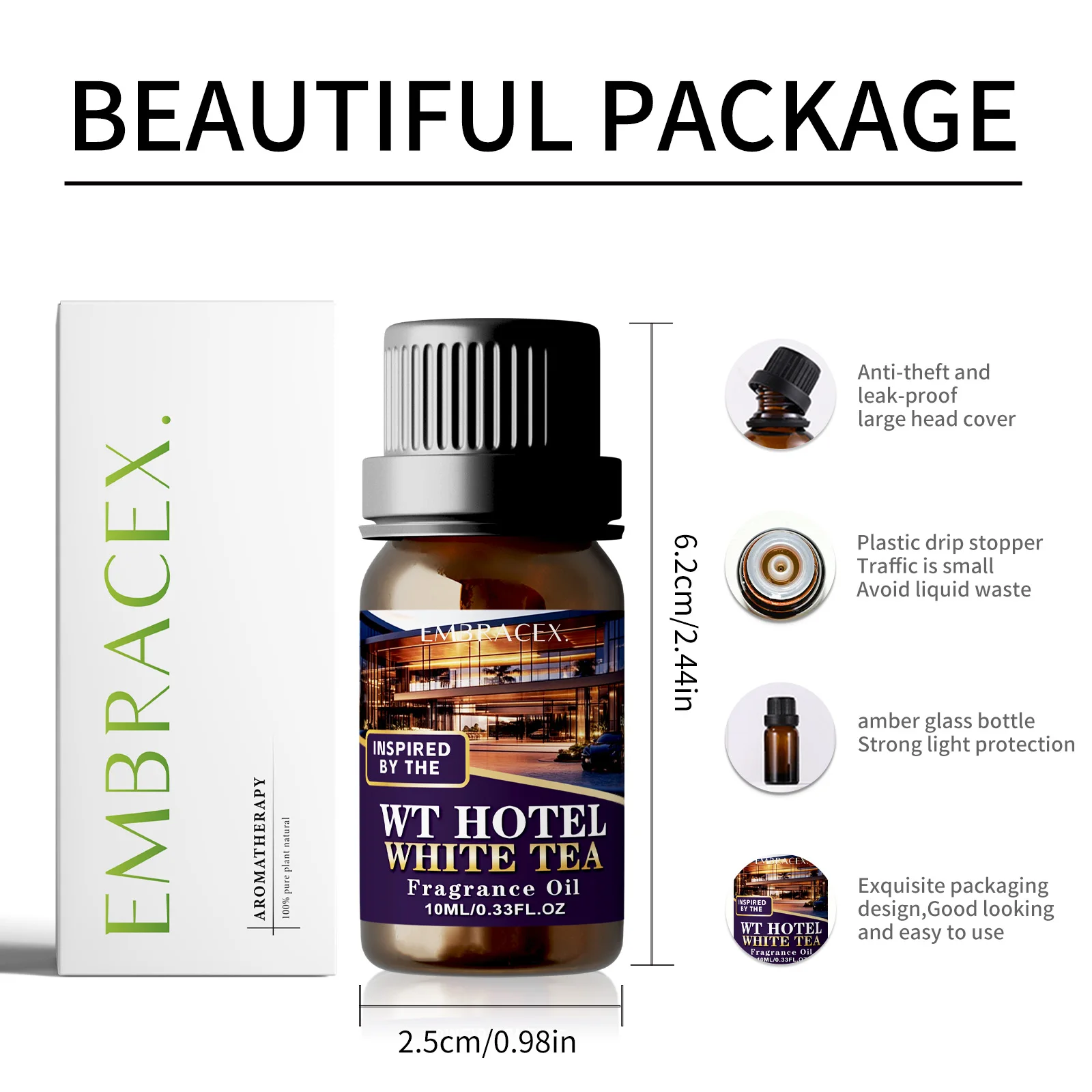 10ml Hotel White Tea Essential Oil Five Star Hotel Scent Aromatherapy For Diffusers, DIY Projects, Gift To Friends - view 2