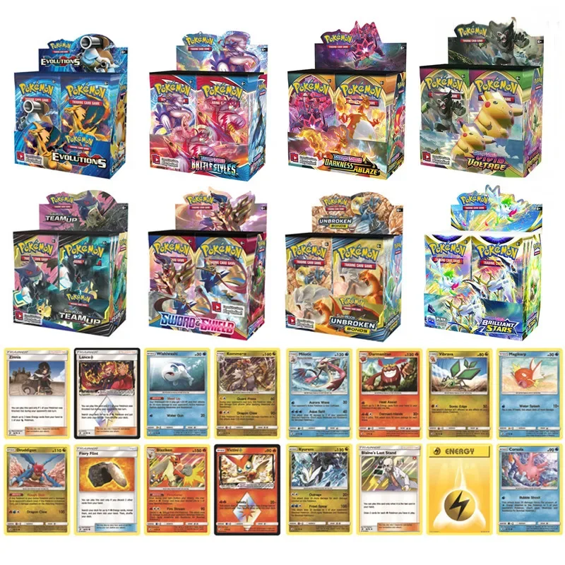 324pcs Cards/box English Sword Shield Series Pokemon Cards Booster Box Trading Cards Game Collections Toys For Kids Gift