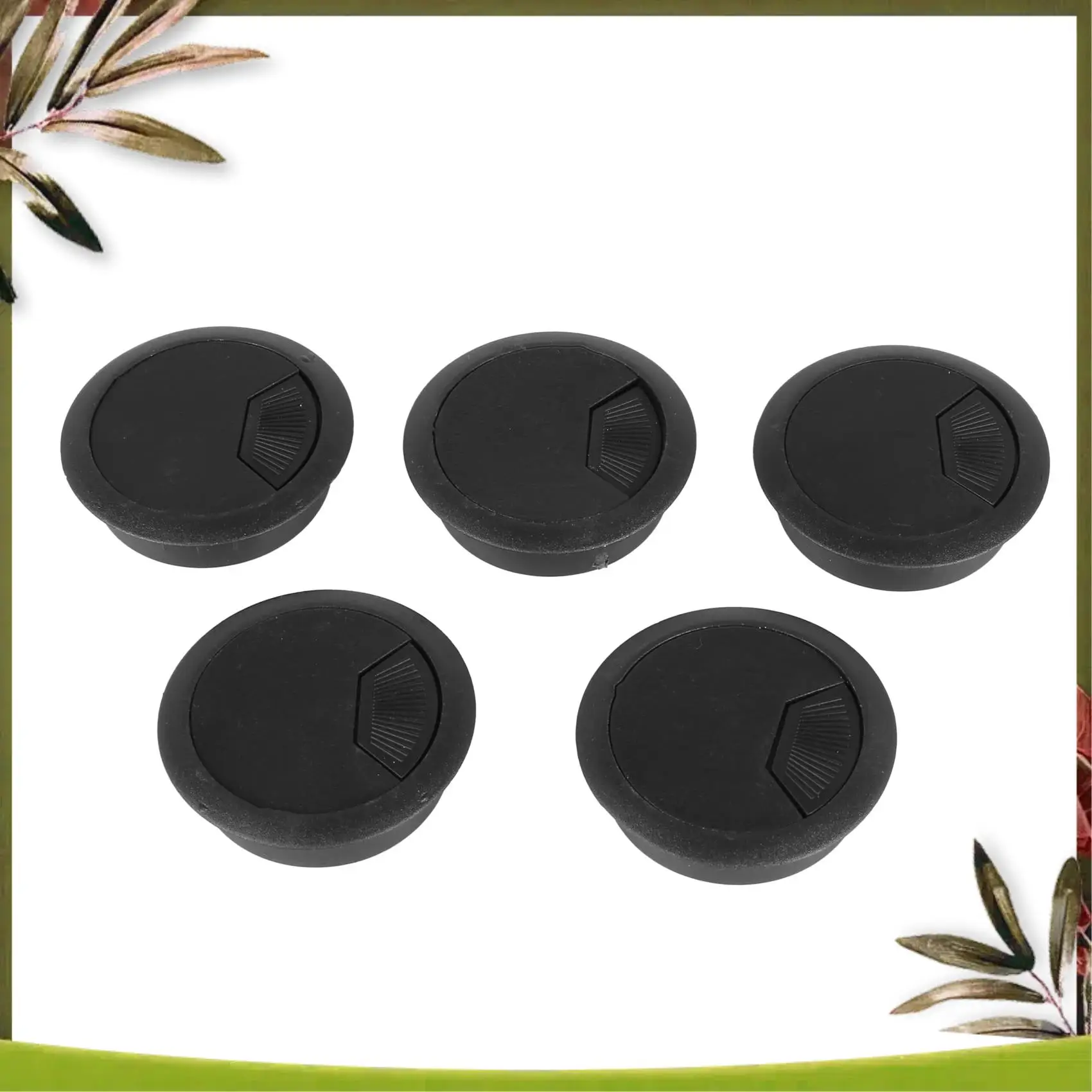 Neu: 5 Stück schwarze runde Kunststoff-Kabellochabdeckungen mit 70 mm Durchmesser für Computertisch