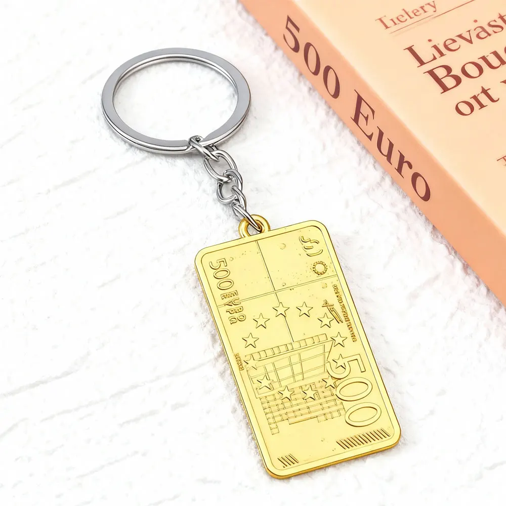 

Personalized Metal Euro Keychain for Car Moto Backpack Luck Wealth Key Ring Gift Travel Souvenir Men Women Original Design