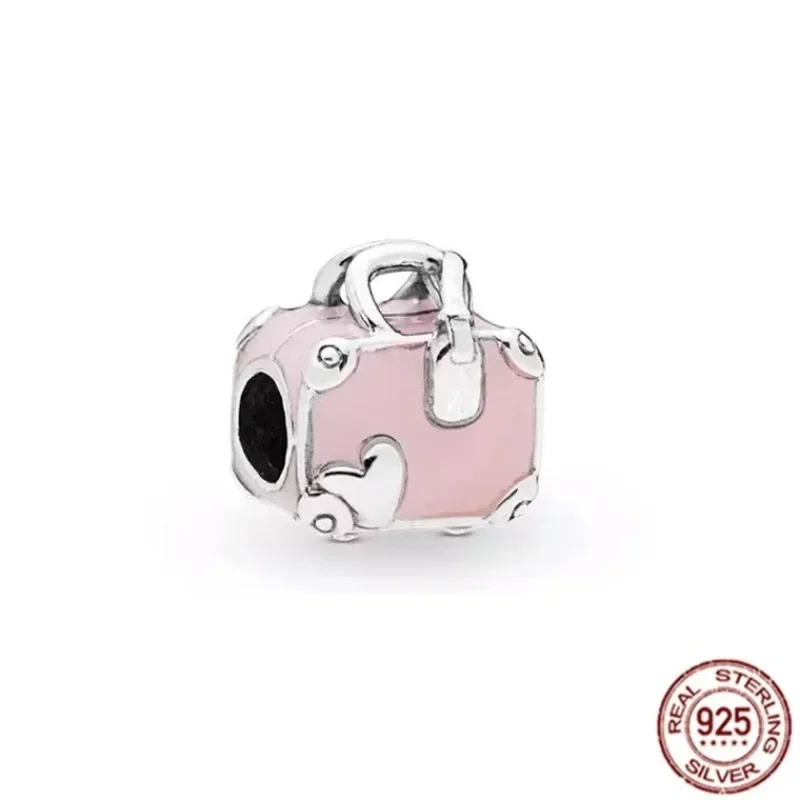 Originais 925 contas de prata esterlina para mulheres, mãe encantos animais, balão de ar quente, carro, coração, rosa, pulseira Pandora, jóias DIY