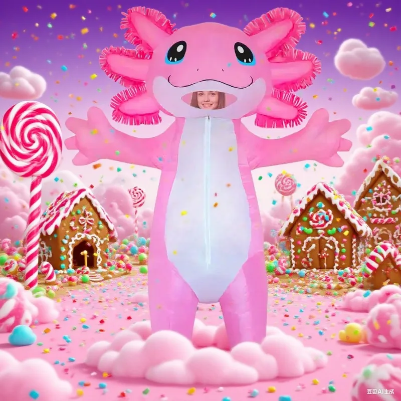 Aufblasbares Salamander-Kostüm, aufblasbarer Stegosaurus-Overall, aufblasbar durch die Luft, lustiges Kostüm, Halloween-Cosplay-Party