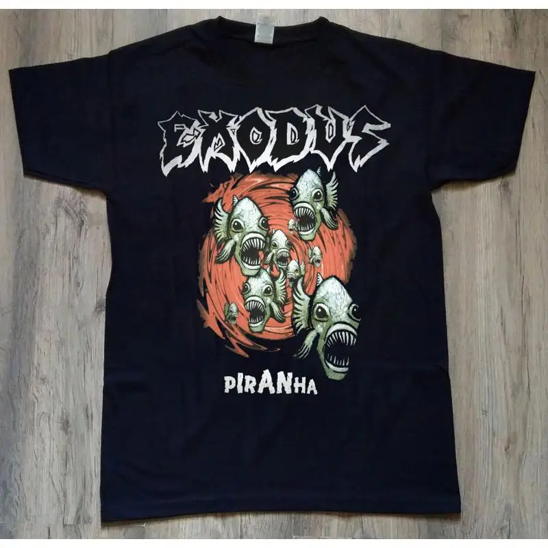 Rare groupe d'exode Piranha noir toutes tailles t-shirt