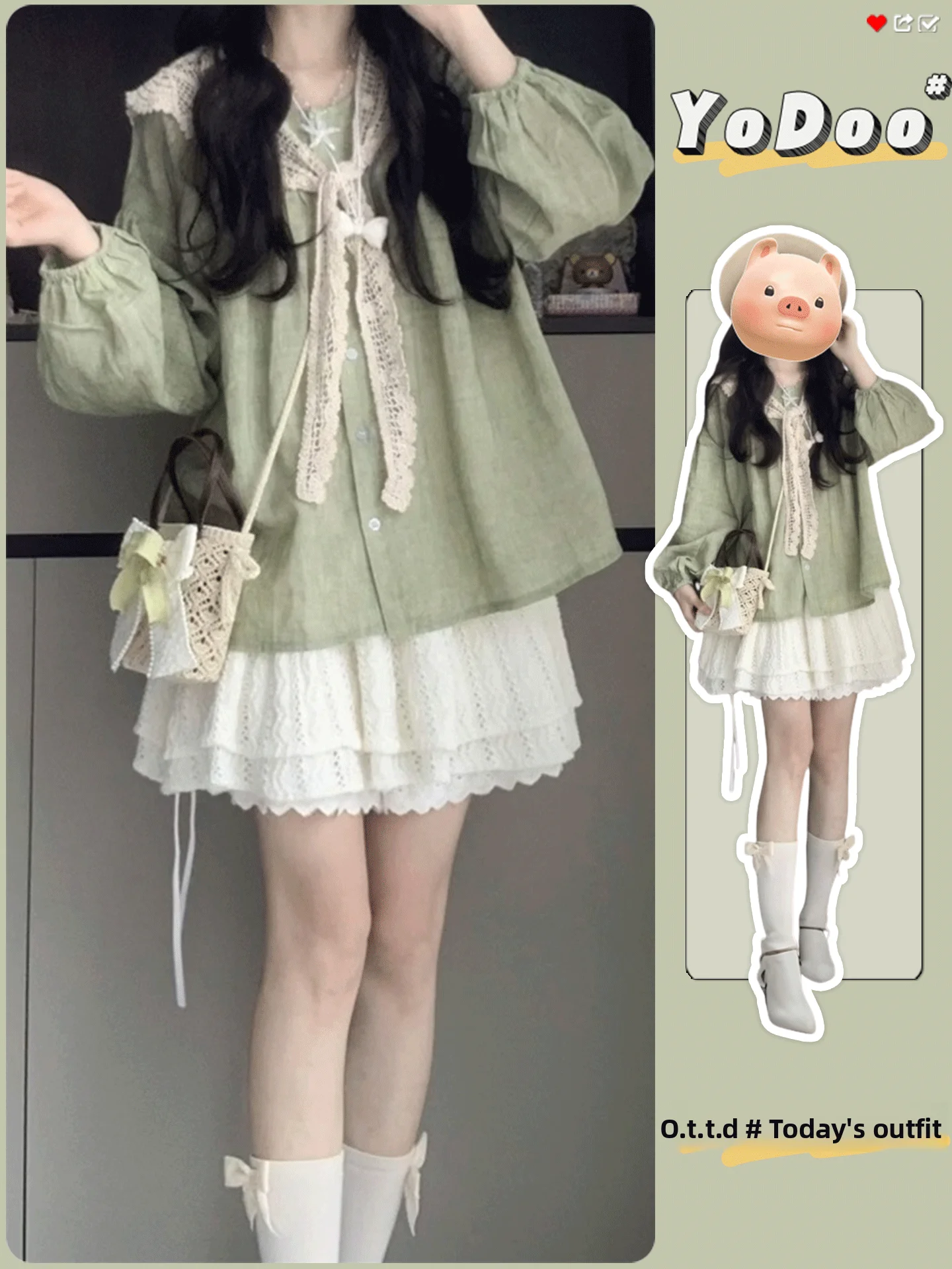 

Комплект Fre een Long Sve irt и юбка с высокой талией для девочек, школьный orm Sle Faion Outfit, полиэстер F...