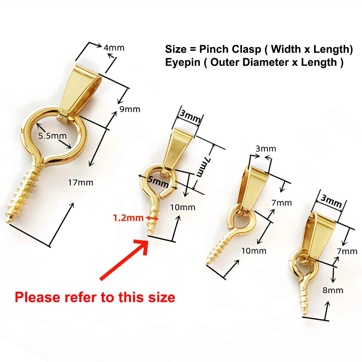 10-20 Stück Edelstahl-Schraubösen-Perlen mit Bohrung, Anhänger-Charms, Hängeverschlüsse, Verbindungsstücke für DIY-Schmuckherstellung – Detail 1