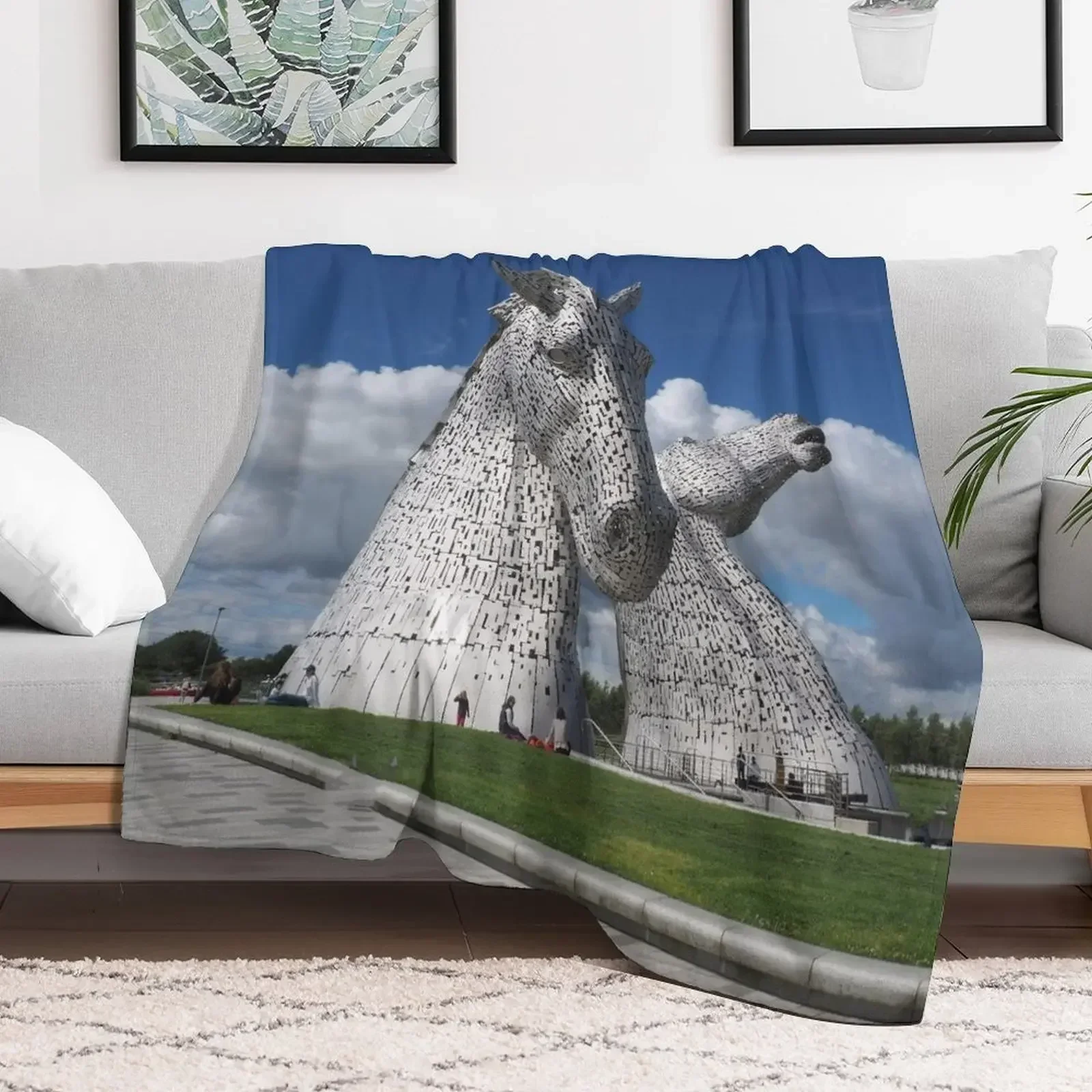 The Kelpies , Helix Park , Falkirk Throw Blanket Soft Plush Plaid Luxury Thicken Thins Soft Big Blankets