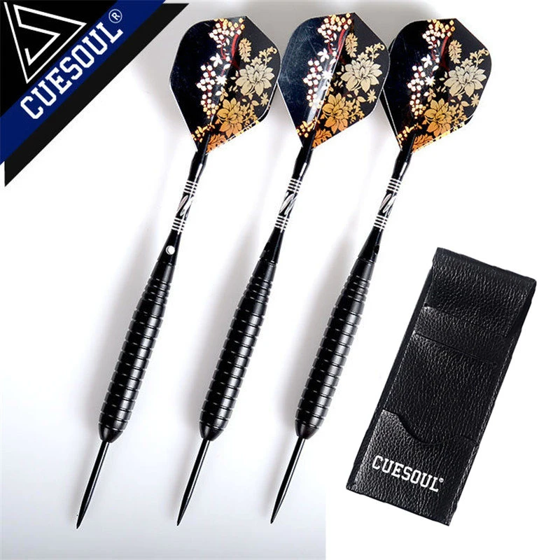 CUESOUL 3pcs 25g Professional Steel Tip Darts With Brass Barrel Black Flower Dart Pin