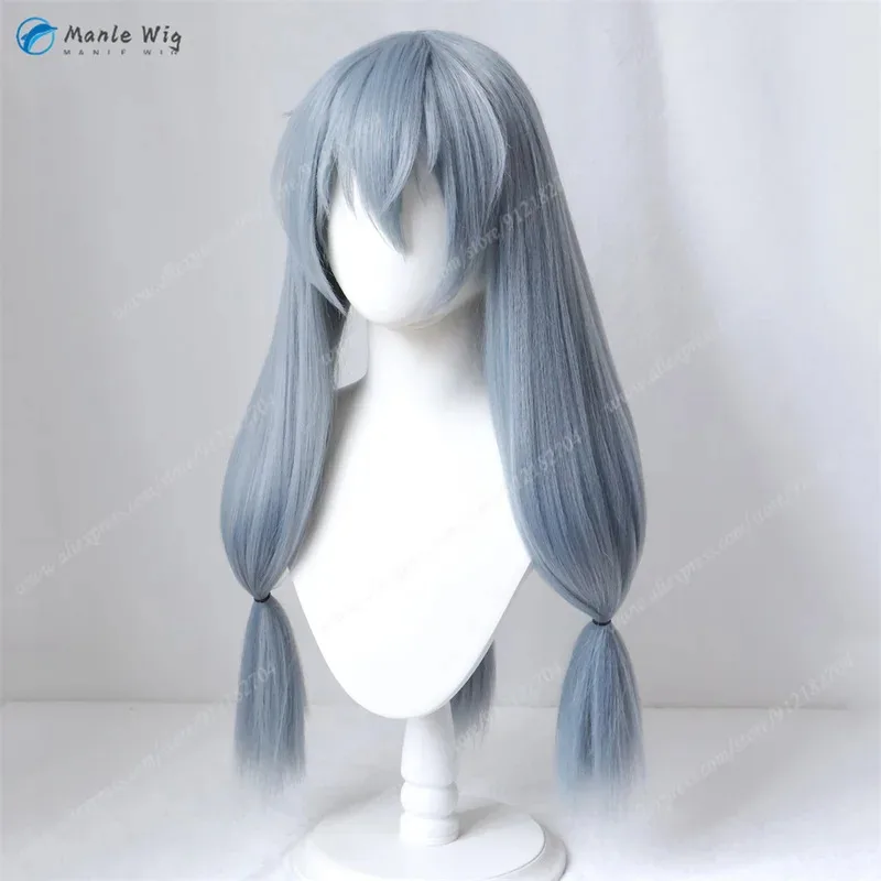 أنيمي تأثيري قبل تصميمها 3 الضفائر طويلة أزرق رمادي ماهيتو مقاومة للحرارة الشعر الاصطناعية هالوين الباروكات + غطاء شعر مستعار