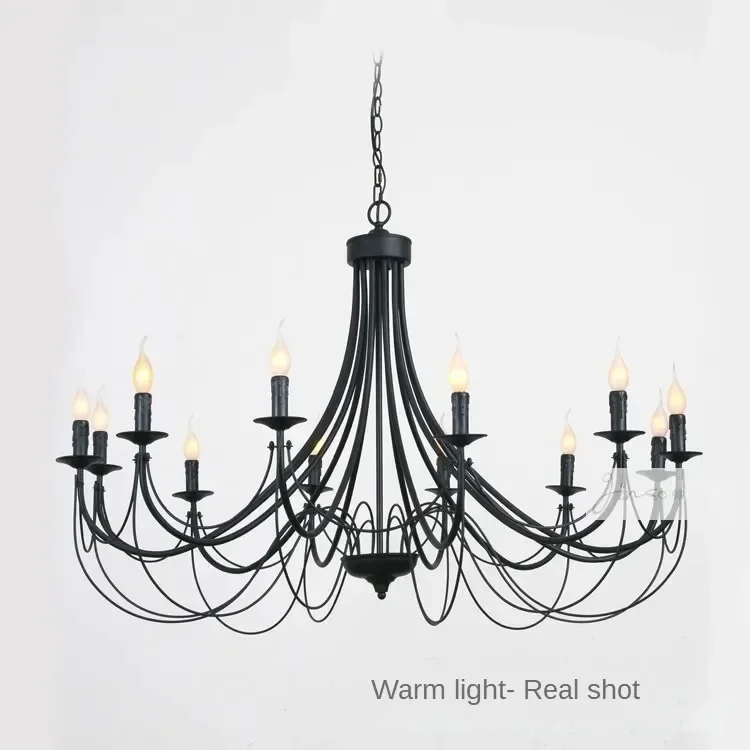 Black Simple 12 Heads LED E14 Pendant Lights Family Living Room Restaurant Kitchen