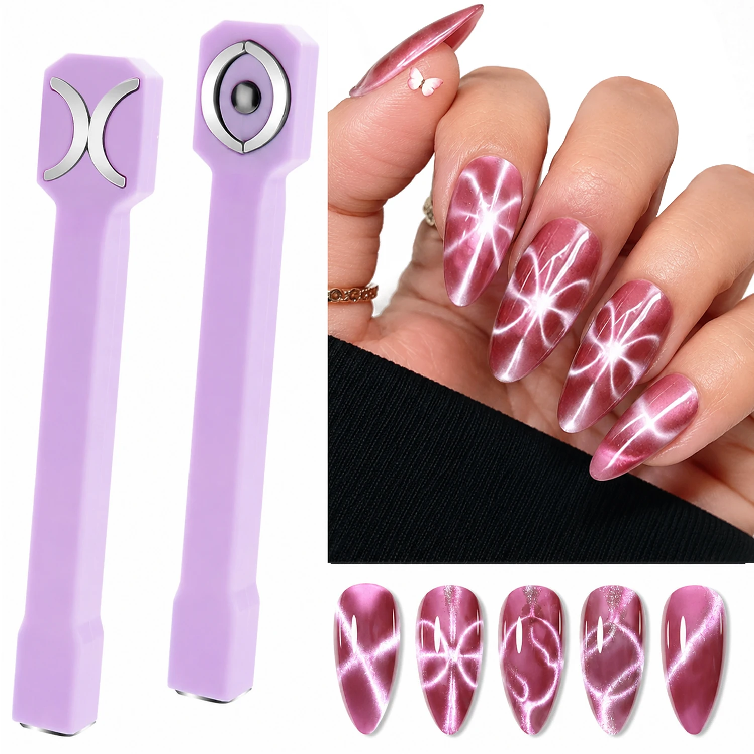 3 em 1 ferramenta magnética de unhas forte ímã de olho de gato para unhas gel polonês, ferramenta magnética cateye 3 em 1 para arte em unhas