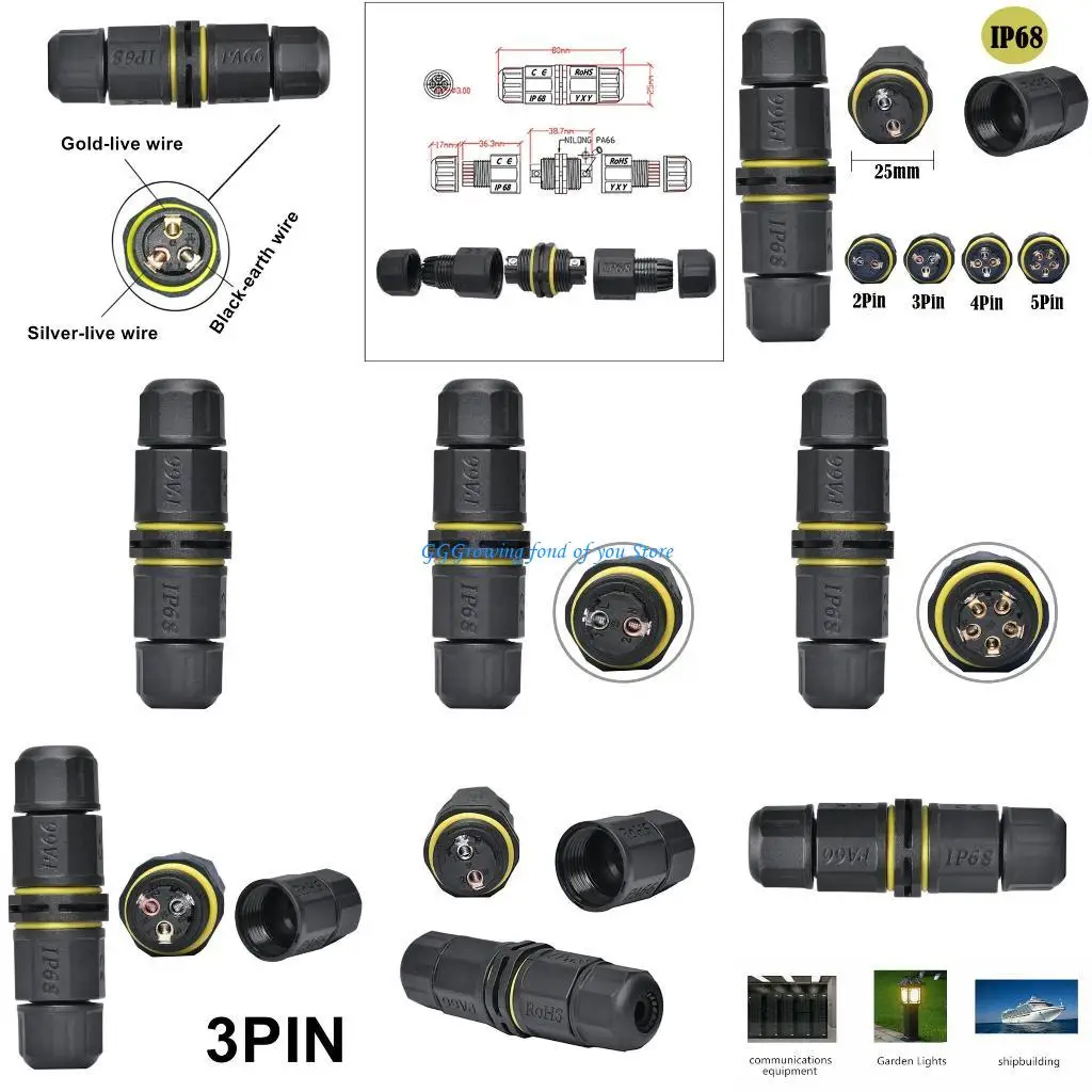 H9EB LED Light Junction Box Joint External Sleeve Couplers M20 Cable Connector IP68