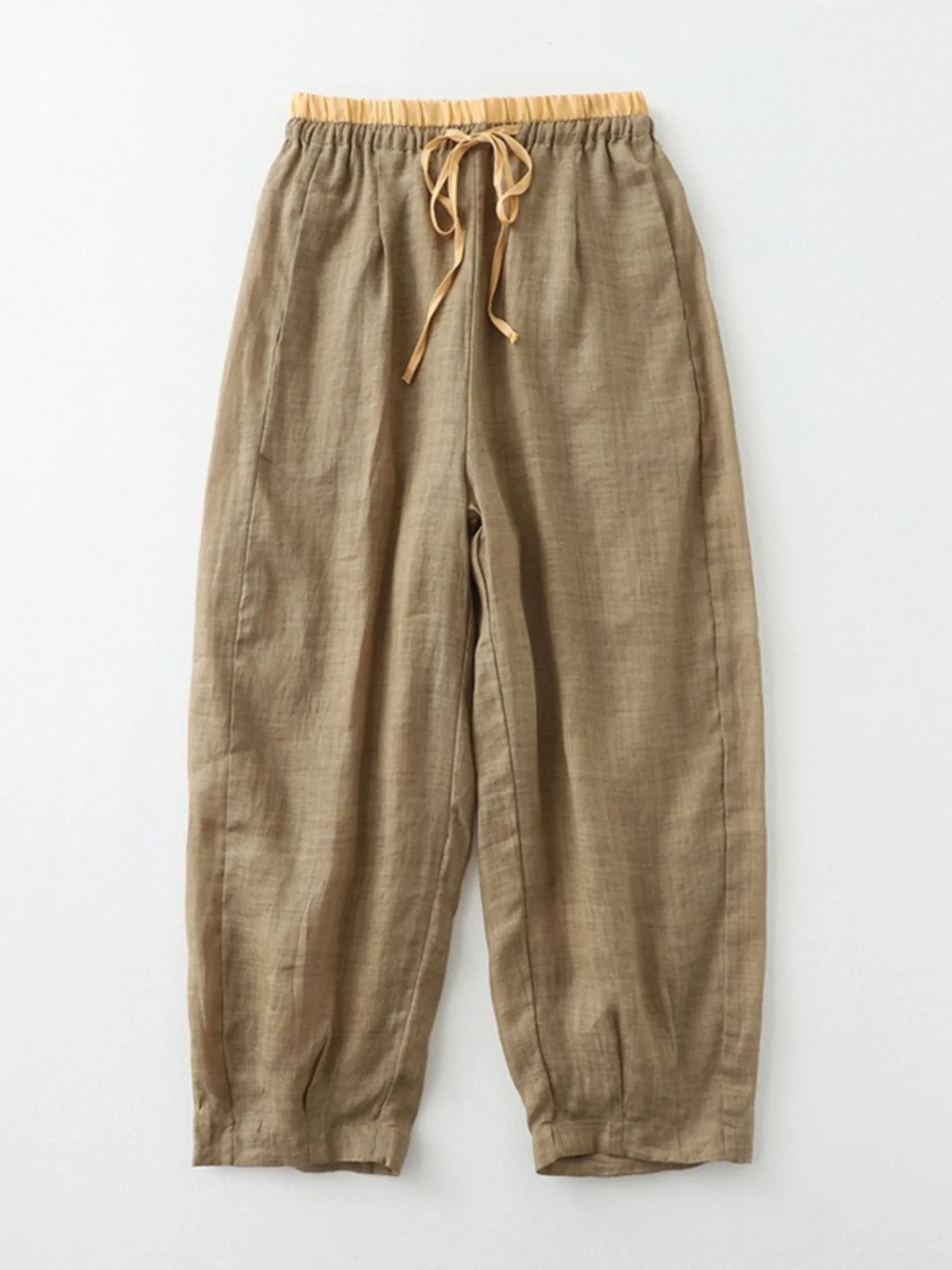 Summer Thin Cotton Linen Harem Pants Women's plus Size Loose Fit Belted Nine Points Carrot ape Trousers Artistic Commute Sle