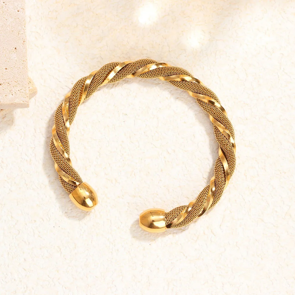 

Personalized Twist Mesh Bracelet for Woman Gold Silver Stainless Steel Bracelet Charm Jewelry Gift for Girlfriend