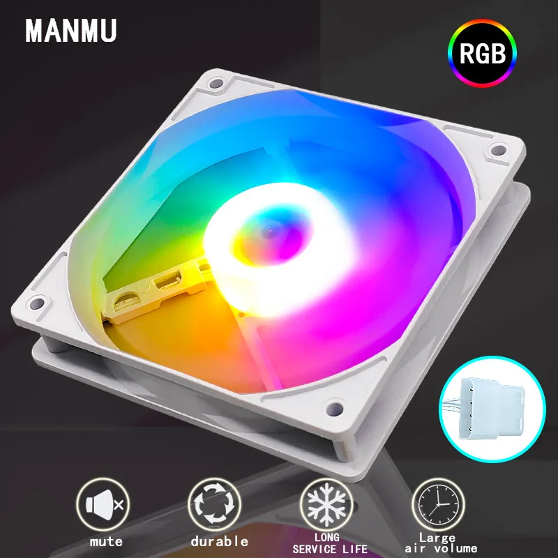 Manmu duża promocja wentylator obudowa PC 120mm RGB LED do komputera chłodzenie powietrzem wentylatory 4pin Gaming Cooler