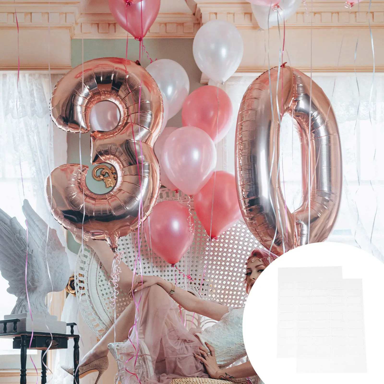 64Pcs Strong Hook Adhesive Double Sided Tape Easy Use Removable Craft Sticker for Party Decoration Balloon Sticky Tape