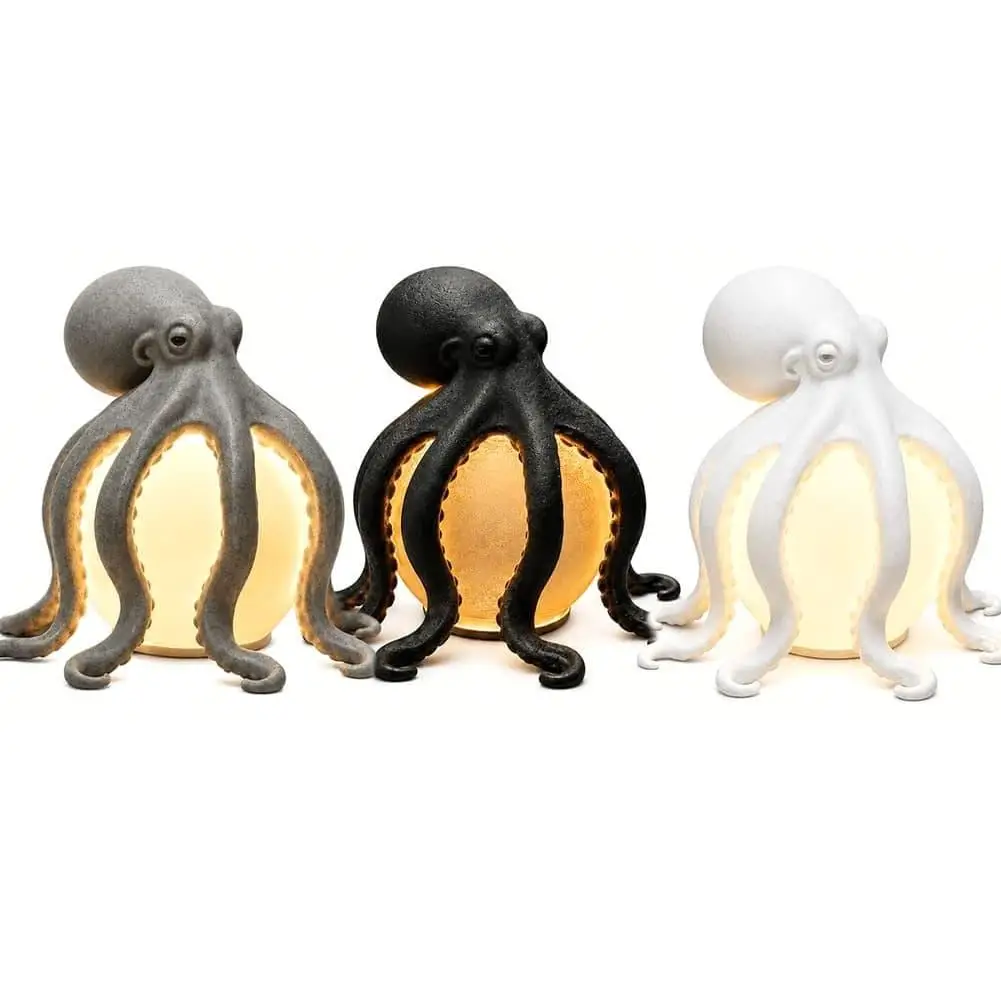 Resin Octopus Table Lamp Ocean Sculpture Warm Light USB Powered Desktop Decoration for Halloween Party Bedroom Home Decor view 6