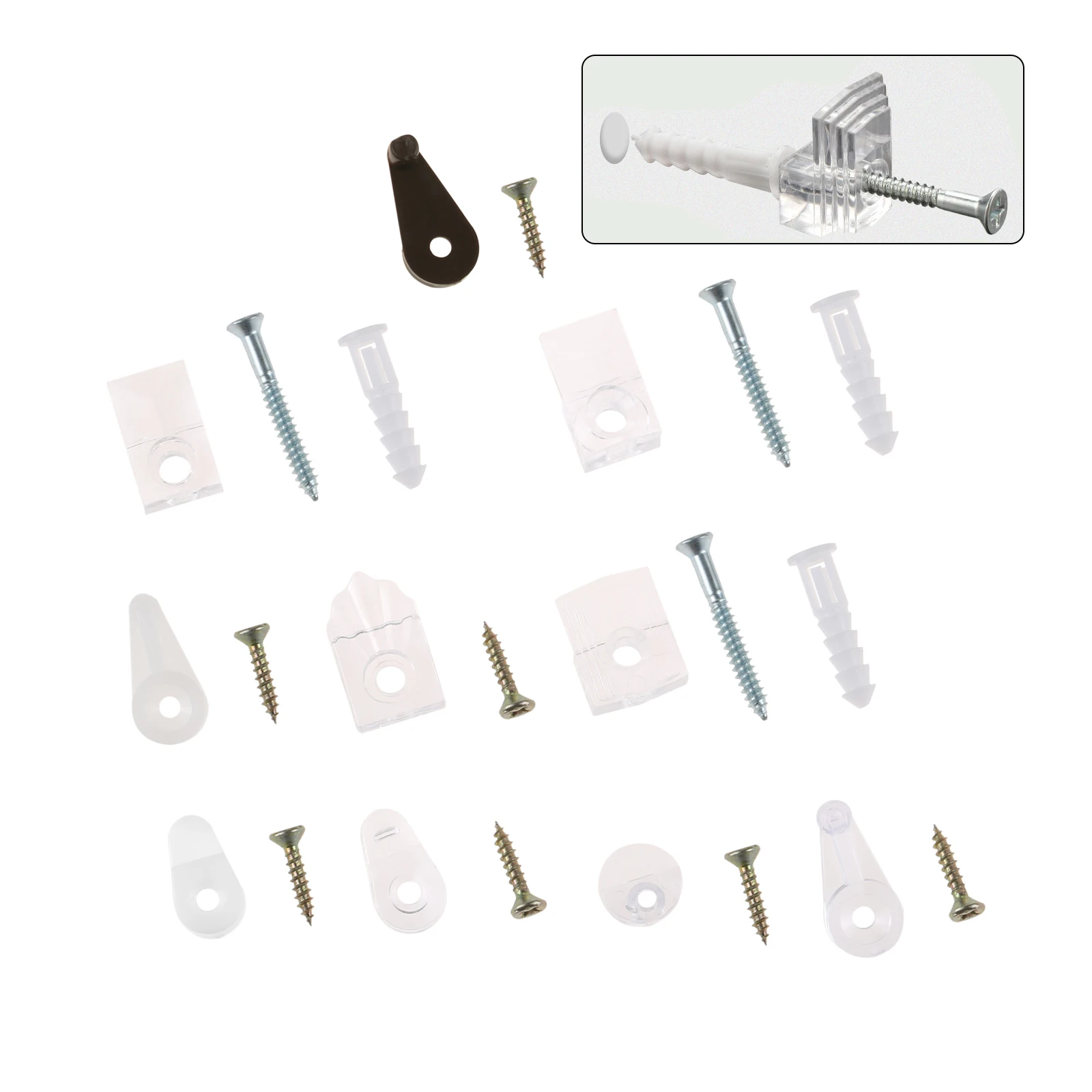 10Pcs Glass Retainer Mirror Clips w/screw Fixing Panel Holder Screen Nails Mirror Staple Support Glass Door Window 2mm-9mm Clamp