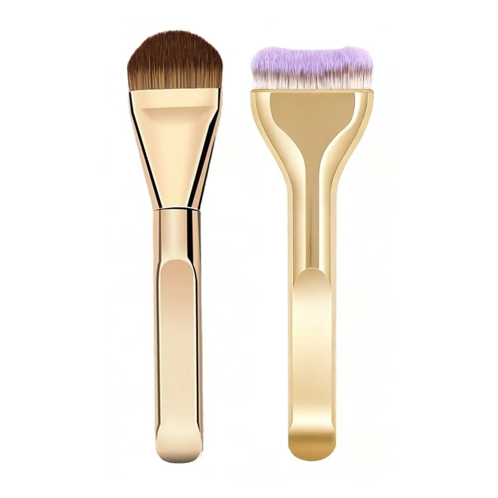 2pcs High Quality Ultra Thin Makeup Brush Set Portable Multifunctional Shadow Brush Foundation Highlighter Brush Makeup Tool