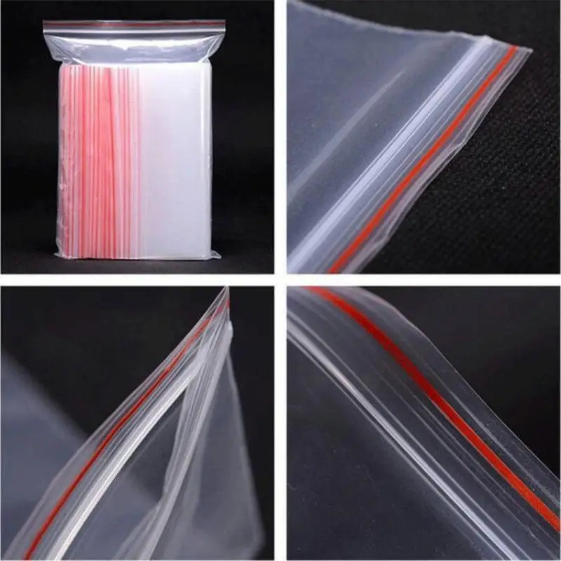 100 Stück selbstverschließbare, transparente, wiederverschließbare Plastiktüten mit Reißverschluss, transparente Beutel für Schmuck, Lebensmittel, Pillen, Reiseorganisation – Detail 5