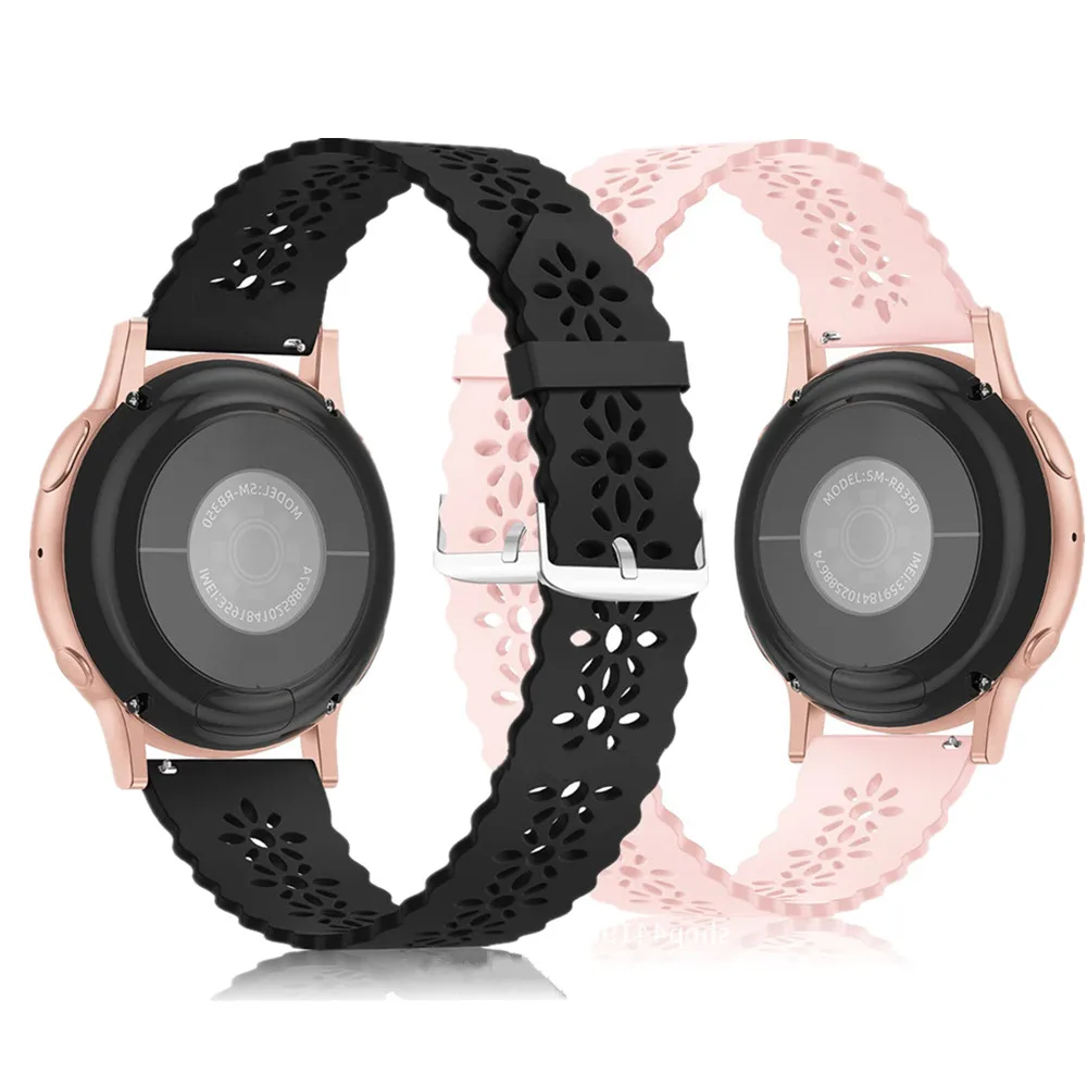 Hollow-out Lace Band for Samsung Galaxy Watch 7/5/5 pro/6 classic/Active 2 Sport Silicone Strap 20mm 22mm for Huawei GT 4-3-2-2e