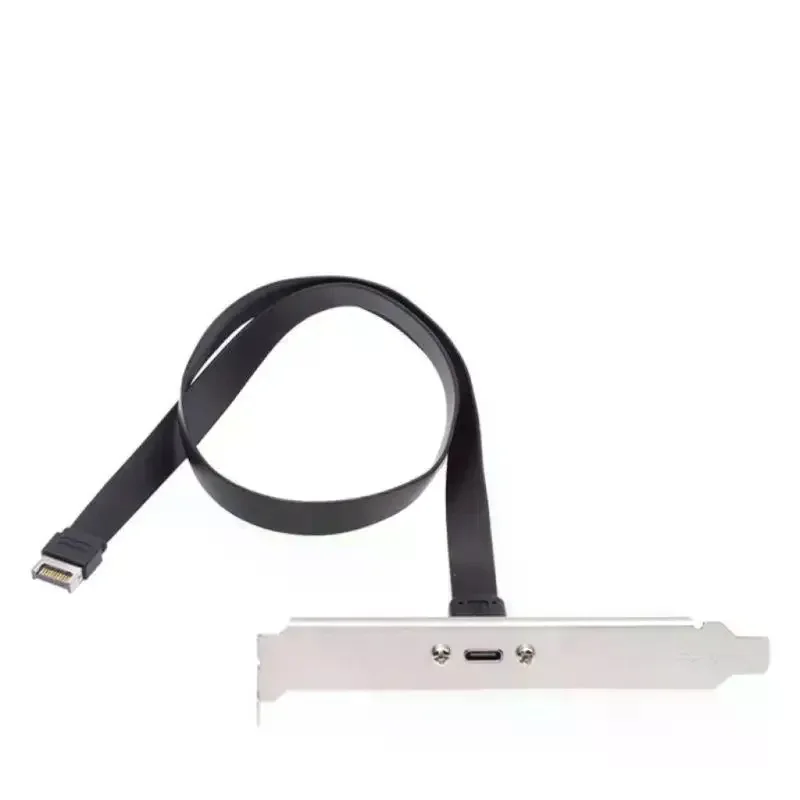 20Gbps USB3.2 Gen2x2 USB-C Flat Cable Motherboard USB 20Pin Type-E To Type-C Extension Adapter W/ Full-Profile PCIe Bracket 0.5