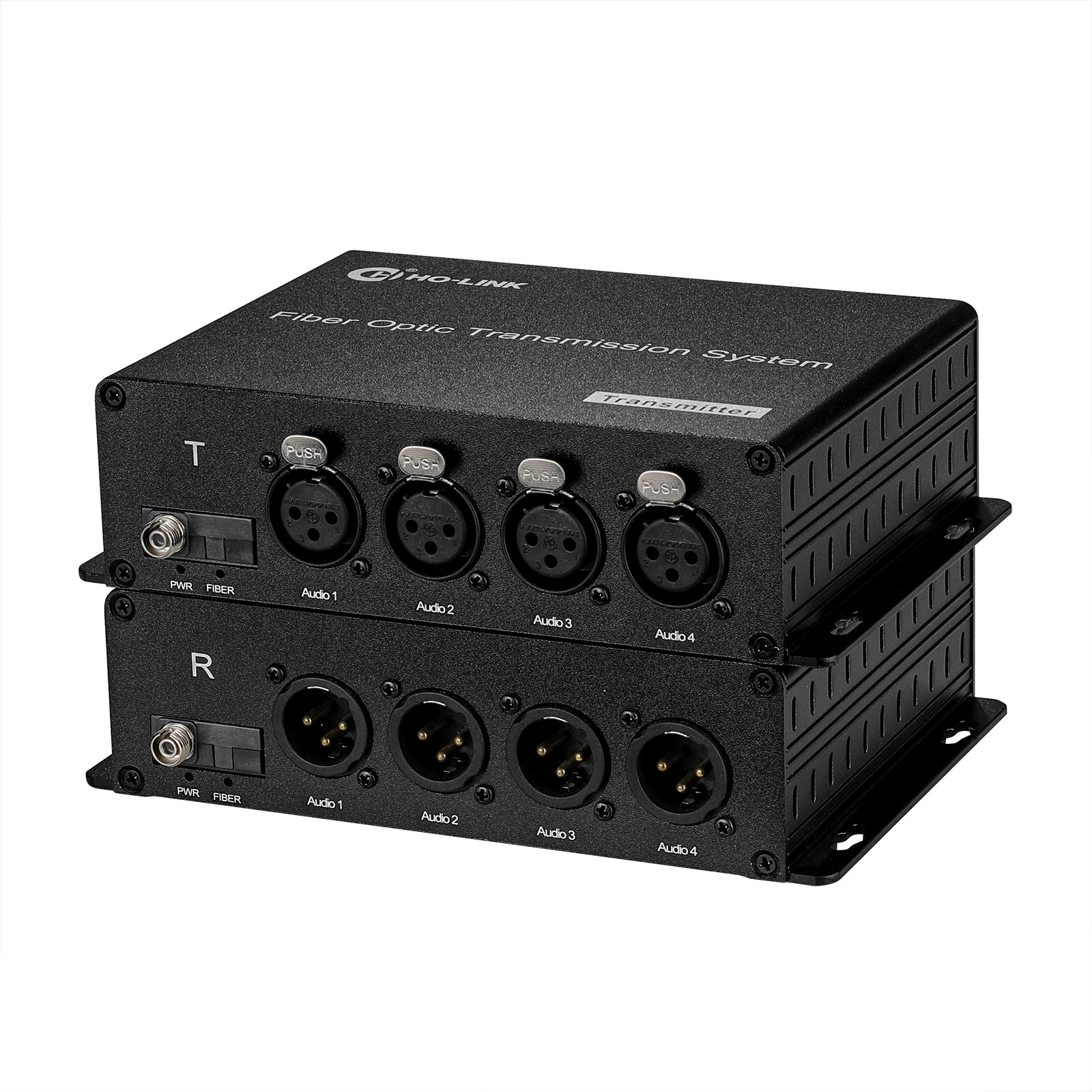 ho-link audio analog extender over fiber 4 channels xlr audio over 1 core