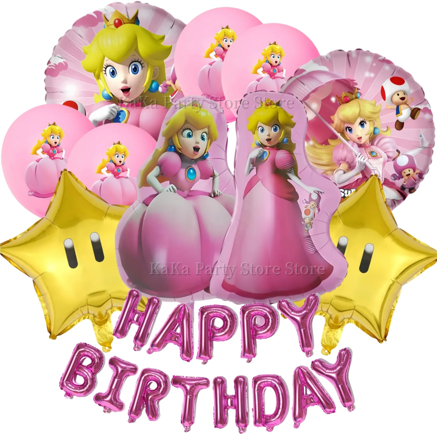 Princess Peach Balloon Set Birthday Decor Peach Foil Helium Balloon Latex Balloons Baby Shower Kids Girl Favors Toy Globos Set