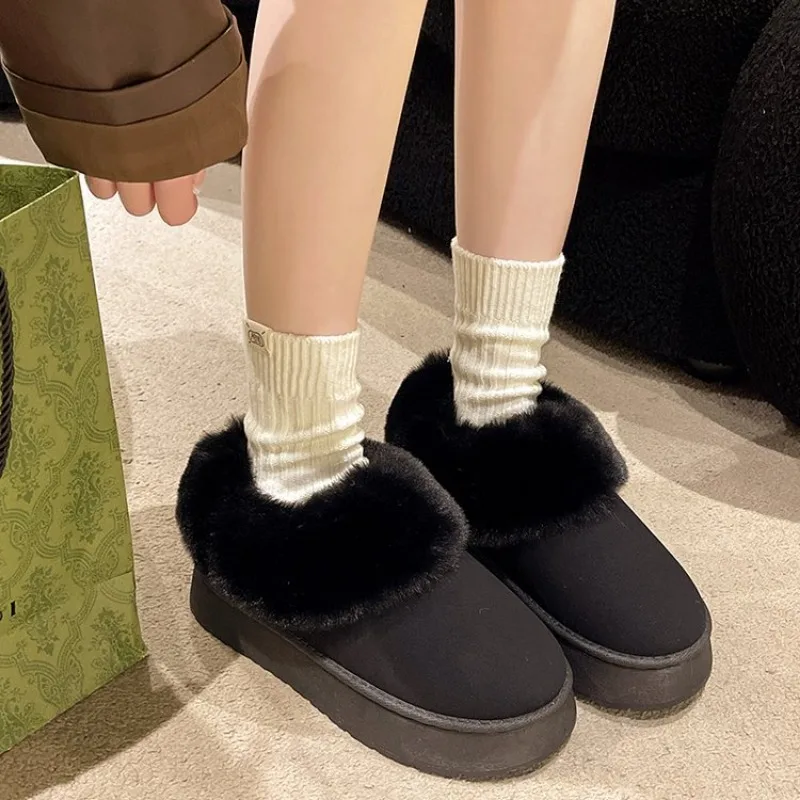 2024 New Warm Boots Women Winter Flats Shoes Short Plush Fur Ankle Snow Boots Casual Shoes Sport Suede Motorcycle Botas image 6