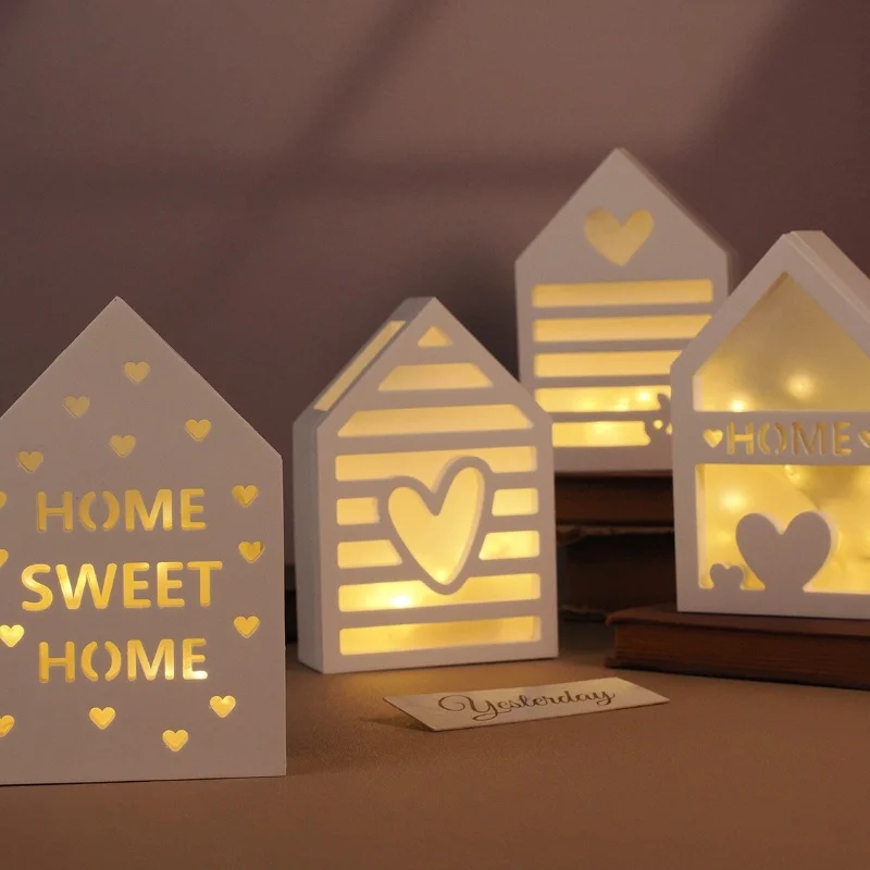 Cetakan silikon siluet lampu 3D rumah cinta berongga dasar lilin gipsum DIY Kerajinan cetakan Resin ornamen dekoratif pasang dalam