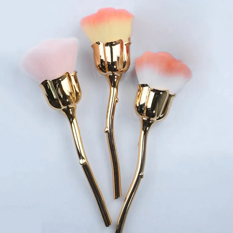 Rose-shaped Manicure With Nail Brush Art Brush Nail Accessories Tool Popular Round Makeup Polishing Dust Brush