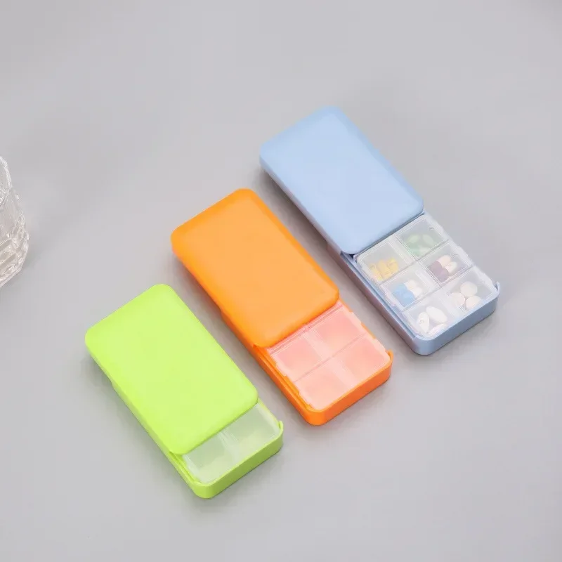 Square Box Mini Case Push-pull 6 Grids Tablet Pill Organizer Case Dispenser Travel Tablet Holder Container Storage Box