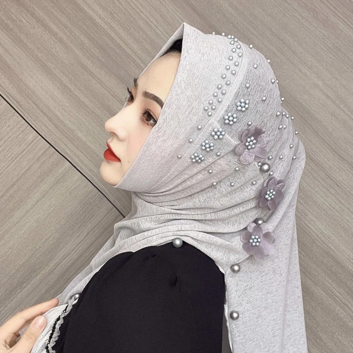 Turbante Hijab con apliques laterales para mujeres musulmanas listas para usar